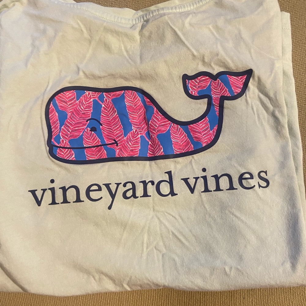 Vineyard Vines teal and pink tee